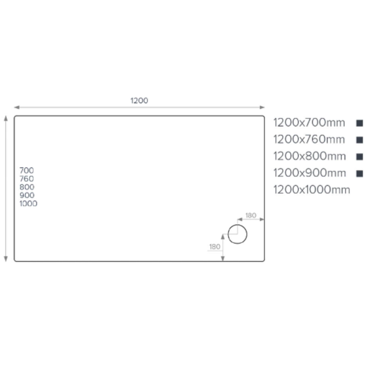 ONLY OPENED - 1200x800mm Rectangular Shower Tray 45mm - White Acrylic Stone Resin - Pearl