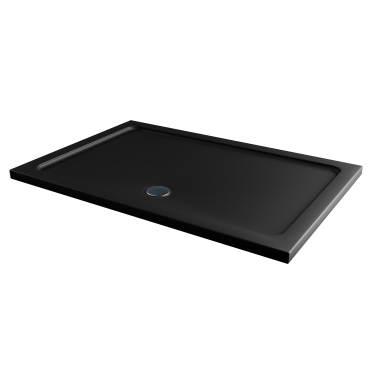 GRADE A1 - Black 1200x900mm Rectangular Shower Tray 45mm - Acrylic Stone Resin - Pearl