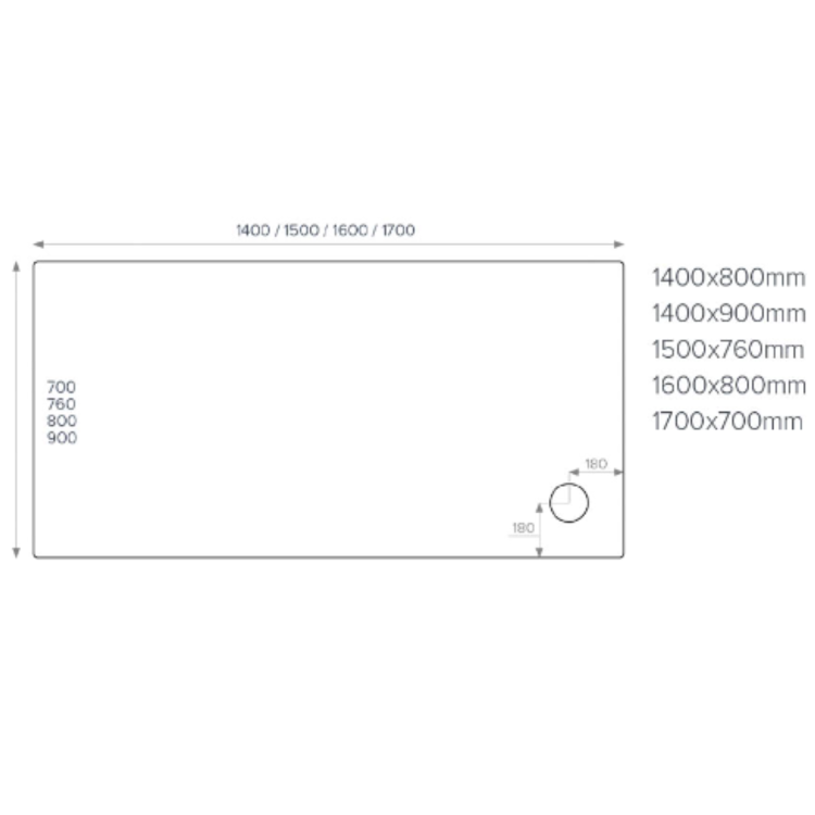 ALMOST PERFECT - 1600x800mm White Acrylic Capped Stone Resin Rectangular Shower Tray  - Pearl