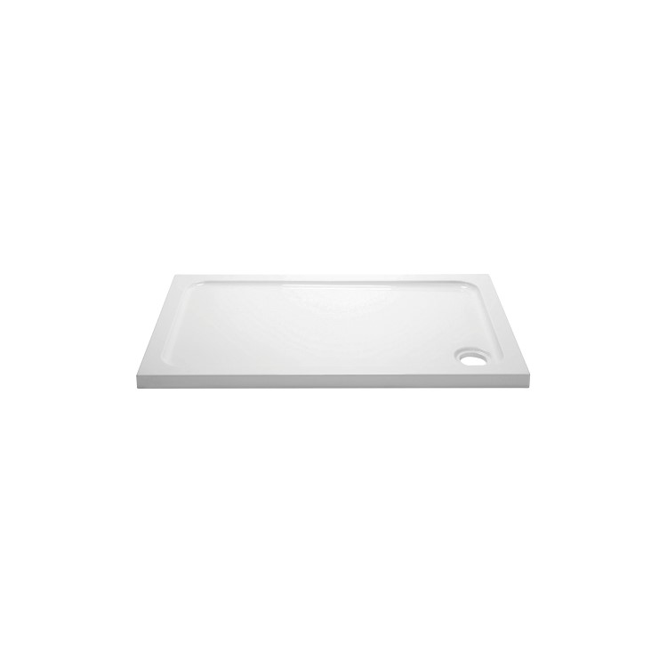 GRADE A1 - 1700x800mm Rectangular Shower Tray - Non-Slip White Acrylic Stone Resin - Pearl