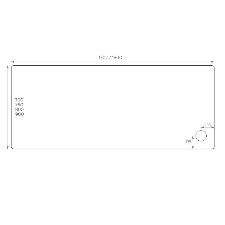 GRADE A1 - 1700x800mm Rectangular Shower Tray - Non-Slip White Acrylic Stone Resin - Pearl