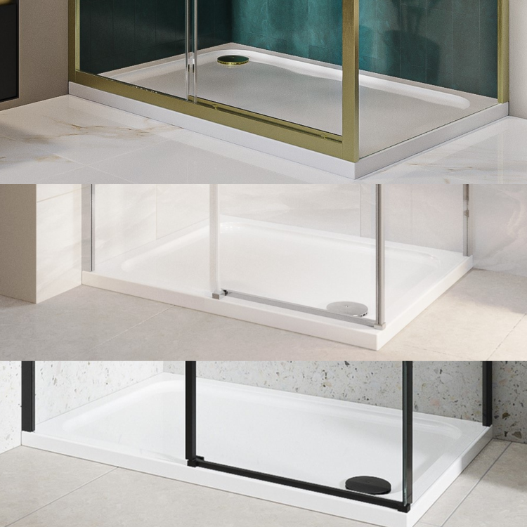 GRADE A1 - 1700x800mm Rectangular Shower Tray - Non-Slip White Acrylic Stone Resin - Pearl