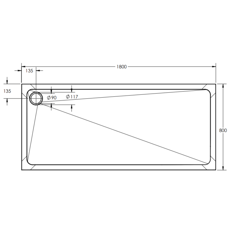 ALMOST PERFECT - 1800x800mm Rectangular Shower Tray - White Acrylic Stone Resin - Pearl