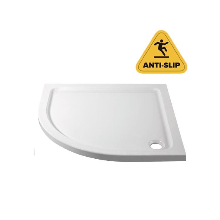 ONLY OPENED - 800mm Quadrant Shower Tray 45mm - Non-Slip White Acrylic Stone Resin - Pearl