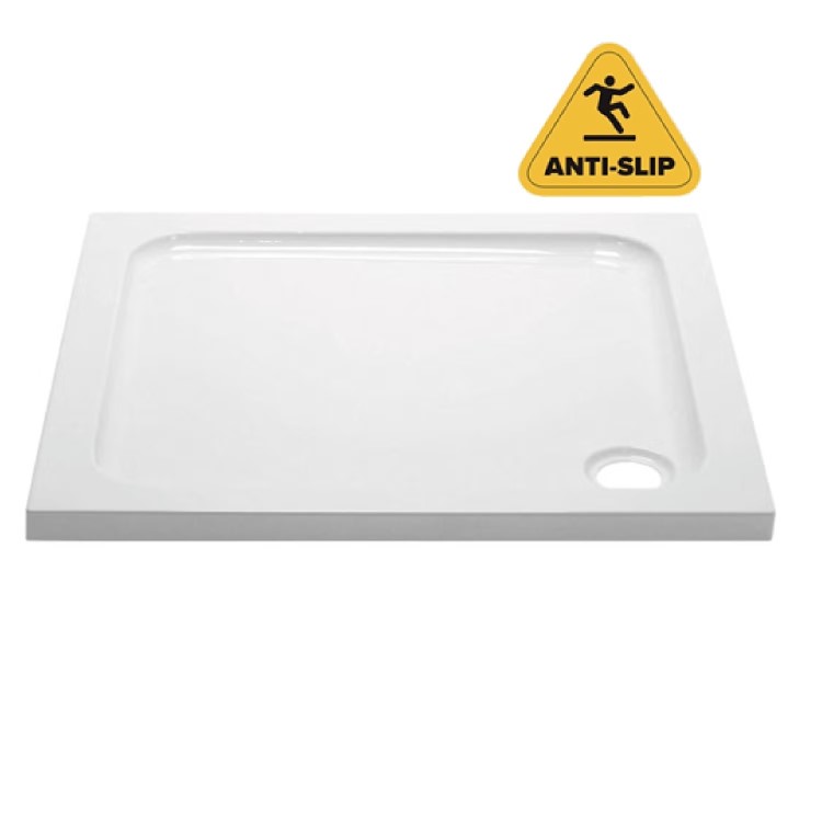 ALMOST PERFECT - 800mm Non Slip White Stone Resin Square Shower Tray - Pearl