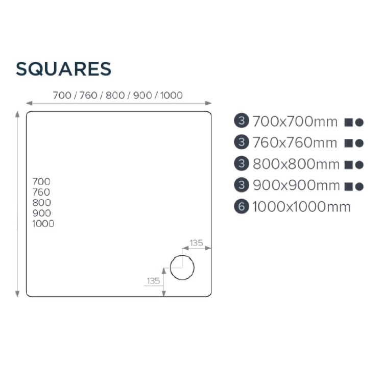 ALMOST PERFECT - 800mm Non Slip White Stone Resin Square Shower Tray - Pearl