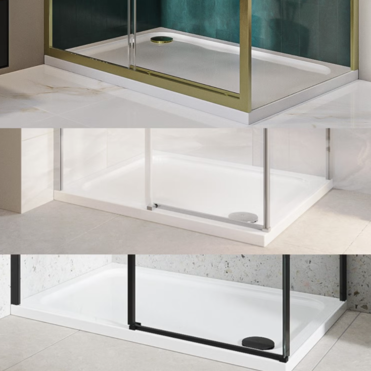 900x800mm Rectangular Shower Tray – Low Profile 45mm – Stone Resin – White – Pearl