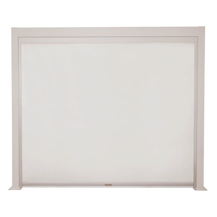 3 x 3m Heavy Duty Aluminium Pergola with Louvred Shutter Roof and Two Textilene Side Panels - In Beige