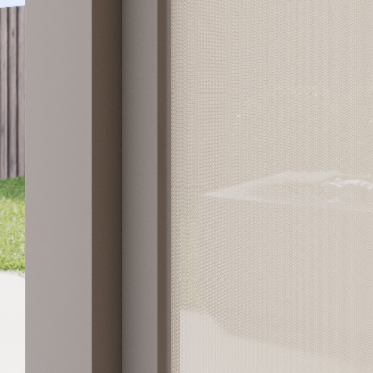 3 x 3m Heavy Duty Aluminium Pergola with Louvred Shutter Roof and Two Textilene Side Panels - In Beige