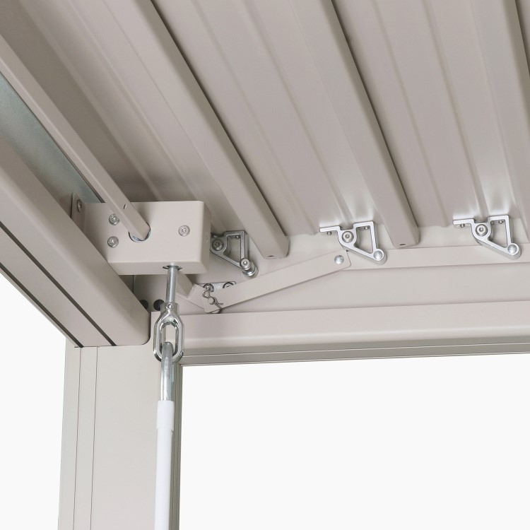 3 x 3m Heavy Duty Aluminium Pergola with Louvred Shutter Roof and Two Textilene Side Panels - In Beige