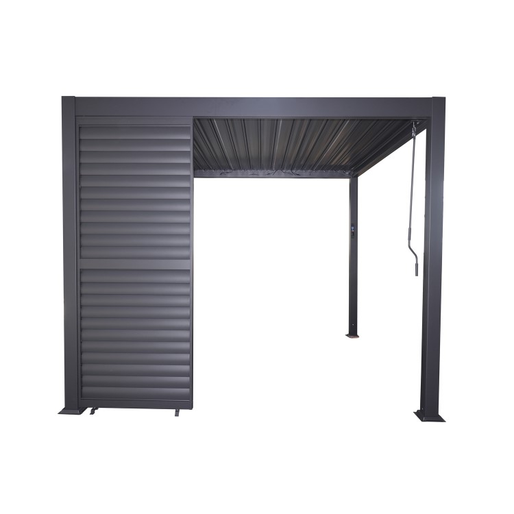 Heavy Duty Aluminium Single Slatted Adjustable Pergola Screen in Charcoal