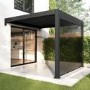 3 x 3m Wall Mounted Heavy Duty Aluminium Charcoal Louvred Pergola