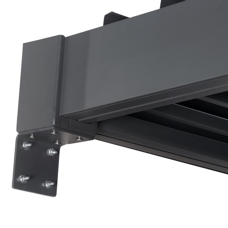 3 x 3m Wall Mounted Heavy Duty Aluminium Charcoal Louvred Pergola