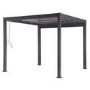 3 x 3m LED Light Heavy Duty Charcoal Aluminium Pergola with Louvred Shutter Roof Two Textilene Side Panels