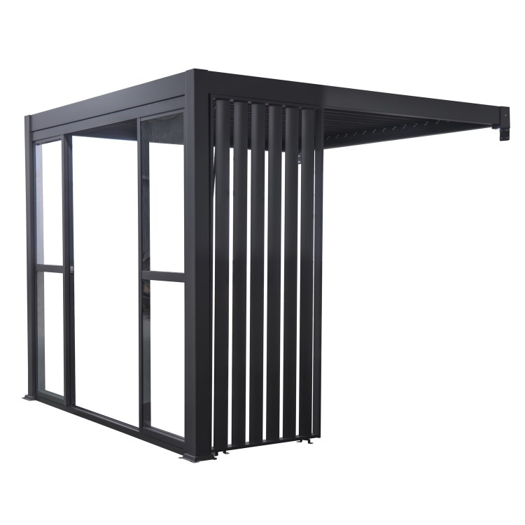 Aluminium Glazed Sliding Pergola Doors System in Charcoal