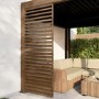 Heavy Duty Aluminium Single Slatted Adjustable Pergola Screen in Wood Effect