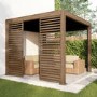 Heavy Duty Aluminium Single Slatted Adjustable Pergola Screen in Wood Effect