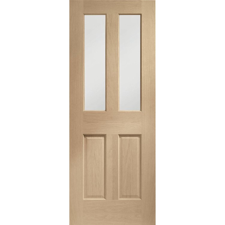 Internal Oak Victorian 4-Panel Glazed Door with Clear Bevelled Glass - Pre-Finished - 1981 x 762 x 35mm - Victoria - XL Joinery