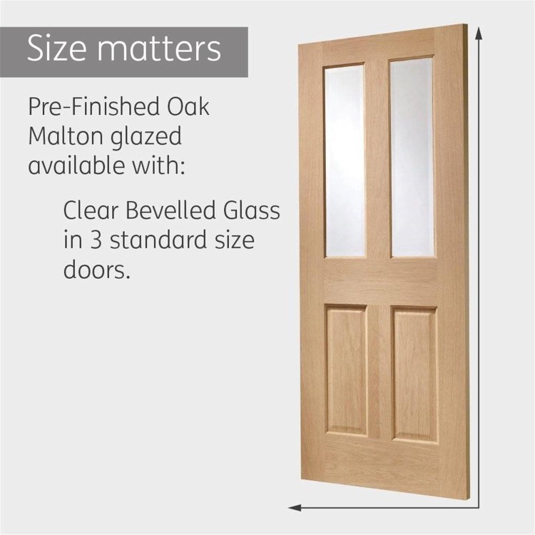 Internal Oak Victorian 4-Panel Glazed Door with Clear Bevelled Glass - Pre-Finished - 1981 x 838 x 35mm - Victoria - XL Joinery