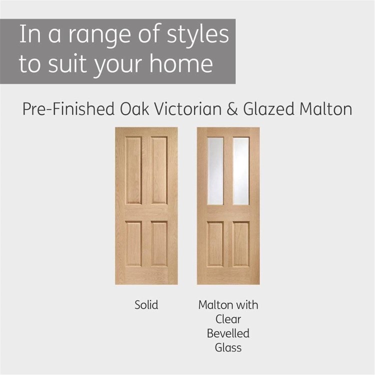 Internal Oak Victorian 4-Panel Glazed Door with Clear Bevelled Glass - Pre-Finished - 1981 x 838 x 35mm - Victoria - XL Joinery
