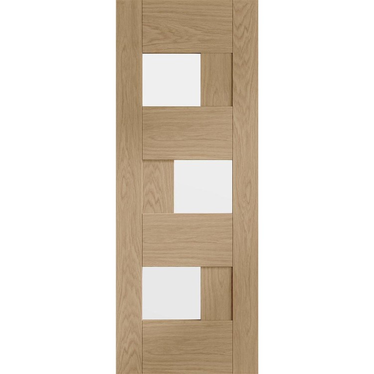 Internal Oak Glazed  Door with Clear Glass - Pre-Finished - 1981 x 686 x 35mm - Perugia - XL Joinery