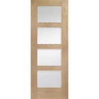 Internal Oak 4-Panel Shaker Door with Clear Glass - Pre-Finished - 2040 x 726 x 40mm - 4 Light - XL Joinery