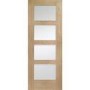 Internal Oak 4-Panel Shaker Door with Clear Glass - Pre-Finished - 2040 x 726 x 40mm - 4 Light - XL Joinery