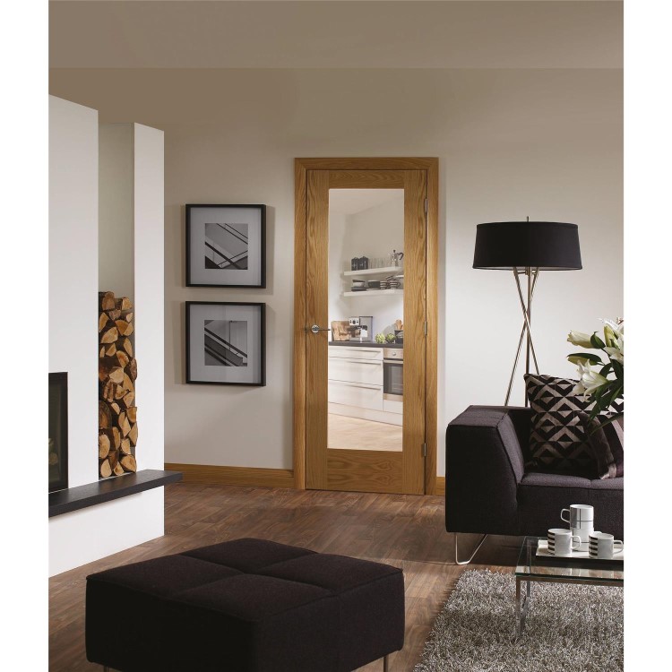 Internal Oak Pre-Finished Pattern 10 Door with Clear Glass - Pre-Finished, 1981 x 686 x 35 mm