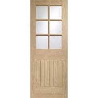 Internal Oak Half-Glazed Cottage Door with Clear Bevelled Glass - Pre-Finished - 1981 x 686 x 35mm - Suffolk - XL Joinery