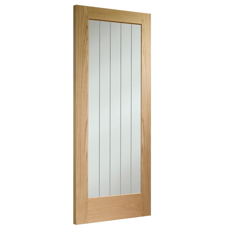 Internal Oak Cottage Fully-Glazed Door with Clear Etched Glass - Pre-Finished - 1981 x 686 x 35mm - Suffolk Essential - XL Joinery