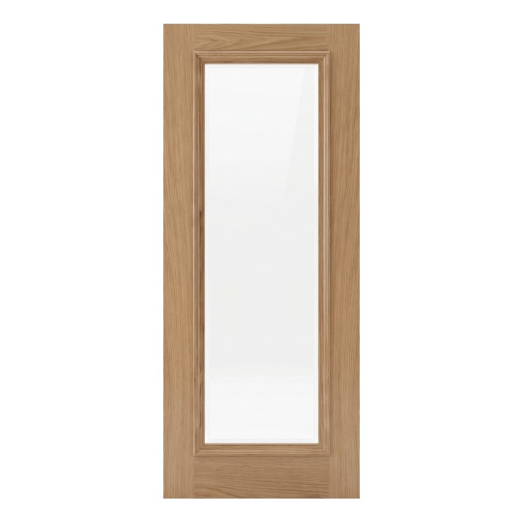 Internal Oak Fully-Glazed Door with Clear Bevelled Glass - Pre-Finished - 1981 x 762 x 35mm - Wellington - XL Joinery