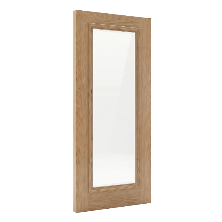 Internal Oak Fully-Glazed Door with Clear Bevelled Glass - Pre-Finished - 1981 x 762 x 35mm - Wellington - XL Joinery