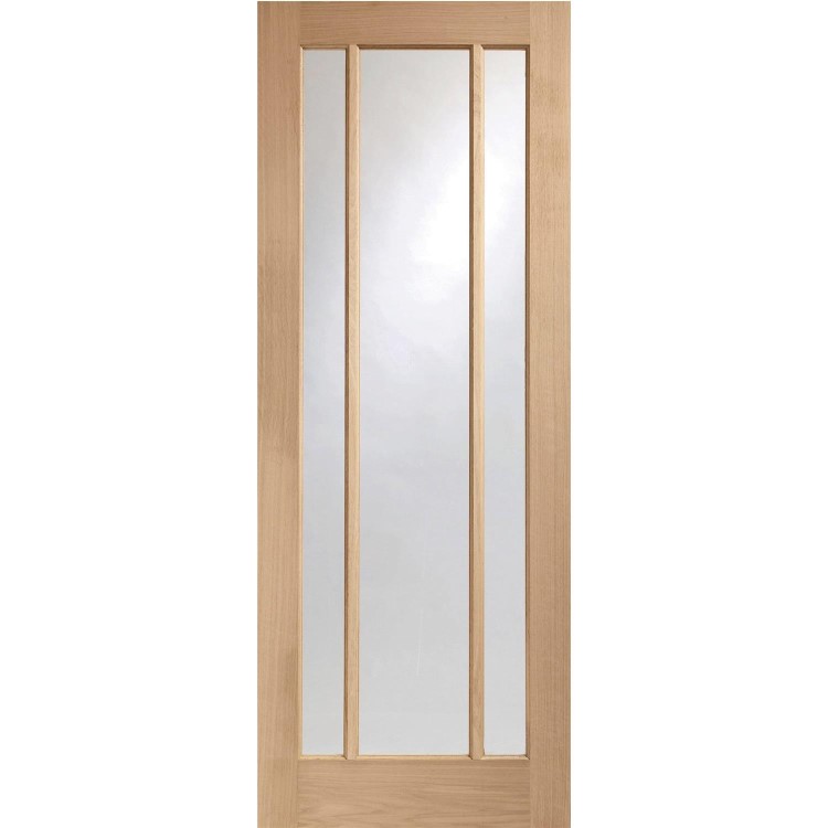 Worcester Pre-Finished Internal Oak Door with Clear Glass - Pre-Finished, 1981 x 762 x 35 mm