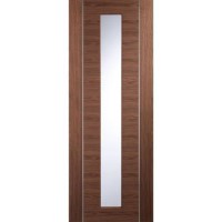 Internal Walnut Glazed Door with Clear Glass and Aluminium Detail - Pre-Finished - 1981 x 762 x 35mm - Forli - XL Joinery