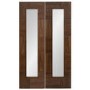 Internal Walnut French Doors with Clear Glass - Pre-Finished - 1981 x 1168 x 40mm - Ravenna - XL Joinery