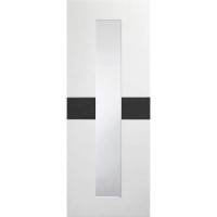 Internal White Painted Glazed Door with Clear Glass and Grey Wood Inlay - Pre-Finished - 1981 x 762 x 35mm - Asti - XL Joinery