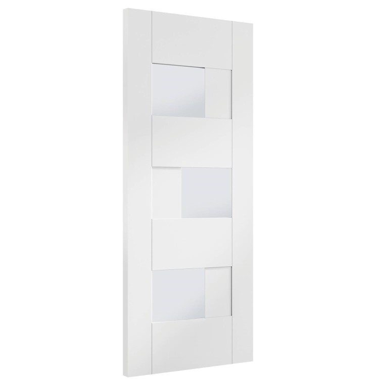Internal White Finished Door with Clear Glass - Pre-Finished - 1981 x 838 x 35mm - Perugia Essential - XL Joinery