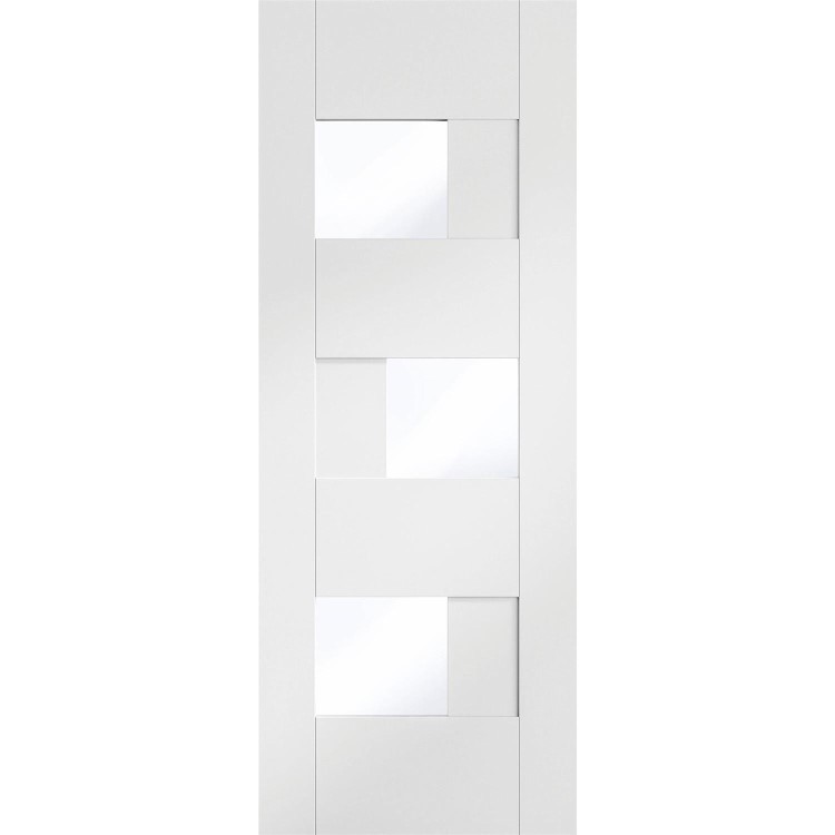 Internal White Finished Door with Clear Glass - Pre-Finished - 1981 x 838 x 35mm - Perugia Essential - XL Joinery