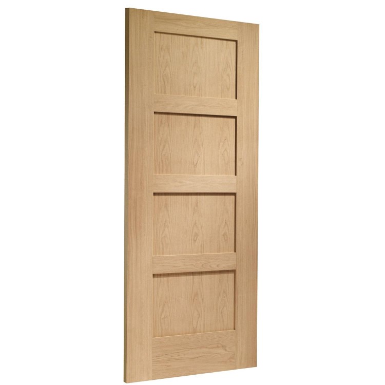Internal Oak Pre-Finished Shaker 4-Panel Door - Pre-Finished - 2040 x 726 x 40mm - XL Joinery