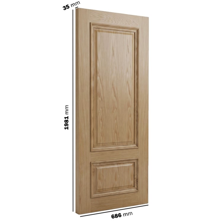 Internal Oak 2-Panel Door with Raised Mouldings - Pre-Finished - 1981 x 686 x 35mm - Nelson - XL Joinery