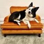 Payton Orange Velvet Pet Sofa - Suitable for Dogs & Cats