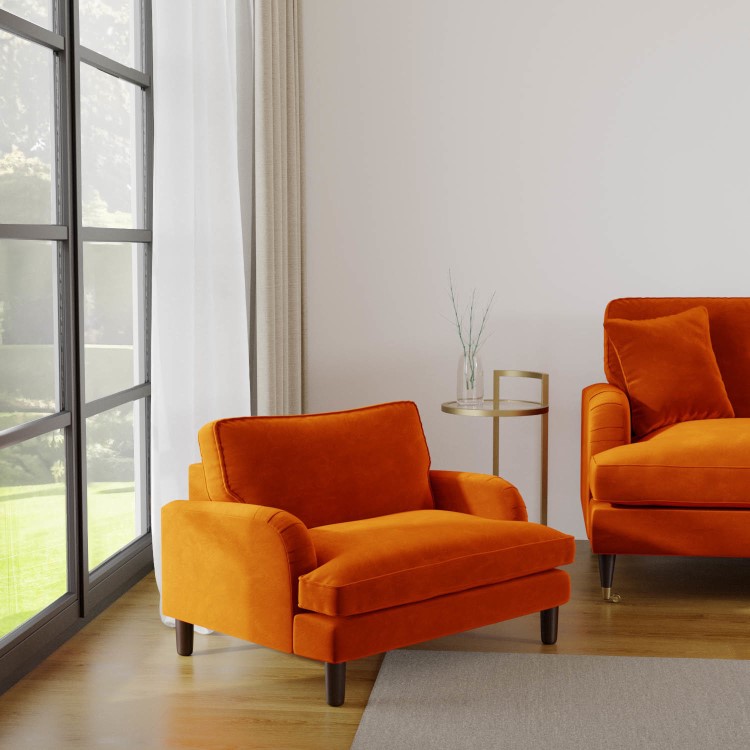 Payton Orange Velvet Pet Sofa - Suitable for Dogs & Cats
