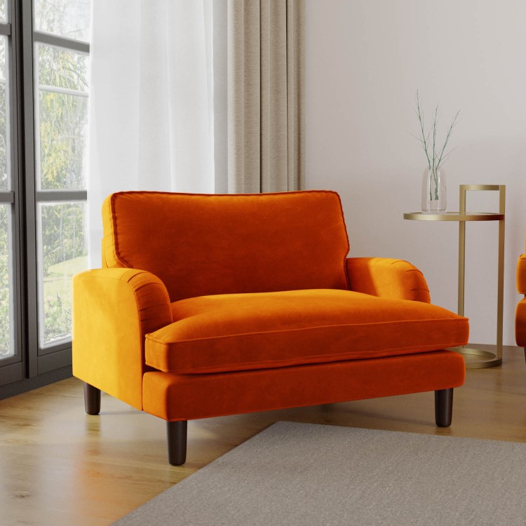 Payton Orange Velvet Pet Sofa - Suitable for Dogs & Cats