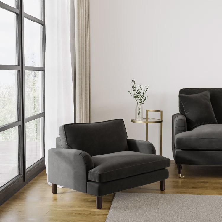 Payton Charcoal Grey Velvet Pet Sofa - Suitable for Dogs & Cats