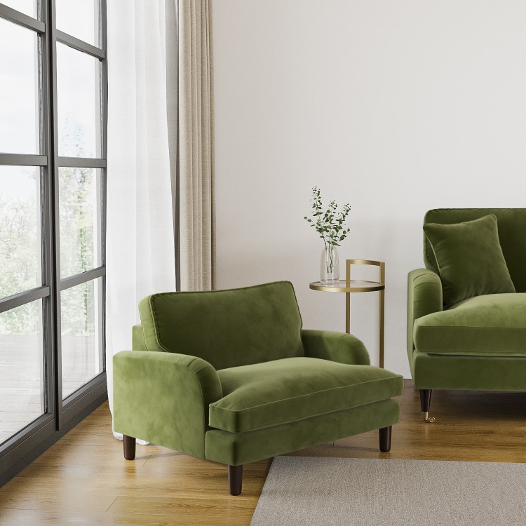 Payton Olive Green Velvet Pet Sofa Bed - Suitable for Dogs & Cats