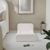 Small Dog Bed in Cream Textured Fabric with Washable Cover - Naomi