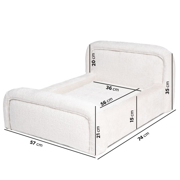 Small Dog Bed in Cream Textured Fabric with Washable Cover - Naomi