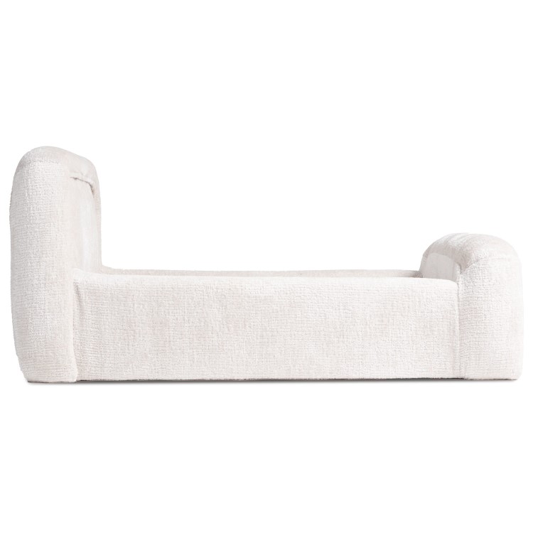 Small Dog Bed in Cream Textured Fabric with Washable Cover - Naomi
