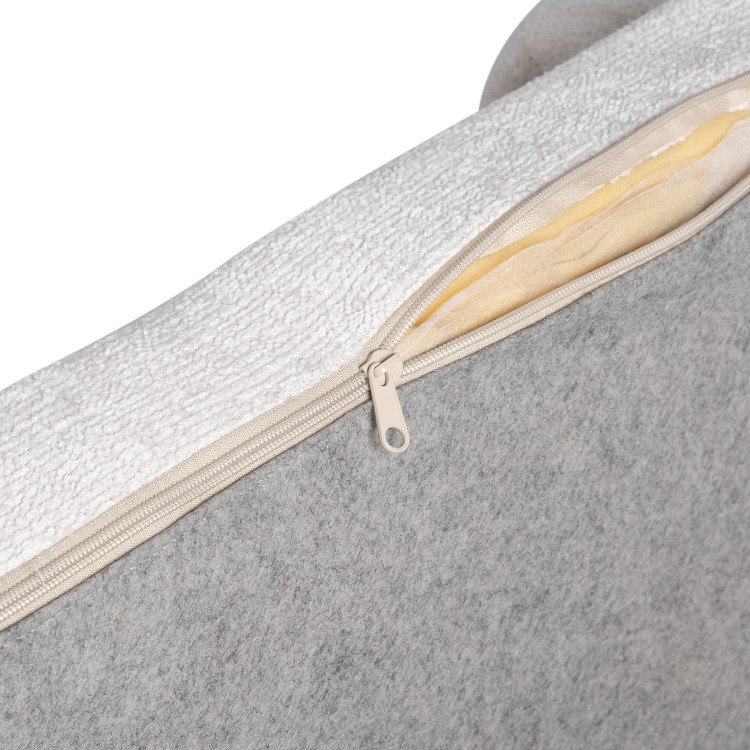Small Dog Bed in Cream Textured Fabric with Washable Cover - Naomi