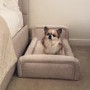 Small Dog Bed in Cream Textured Fabric with Washable Cover - Naomi